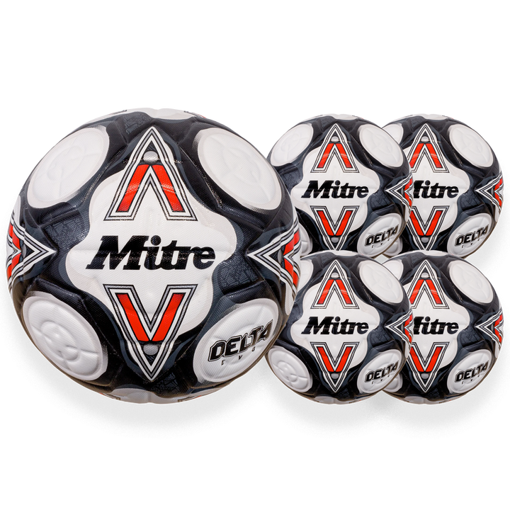 Mitre Delta Evo white football - 5 ball pack