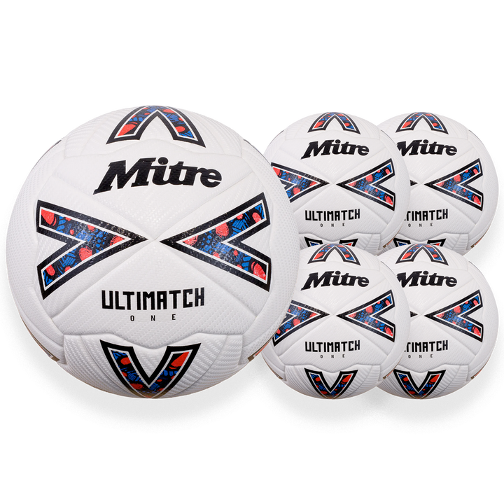 Mitre Ultimatch One 24 white football - 5 ball pack